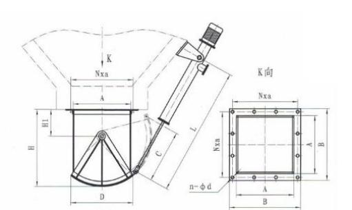 SZ扇形闸门电液动AⅠ型扇形闸门外形简图 SZ扇形闸门电液动AⅠ型扇形闸门外形简图-河南振江机械