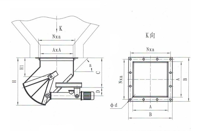 SZ扇形闸门电液动B45Ⅱ型扇形闸门外形简图 SZ扇形闸门电液动B45Ⅱ型扇形闸门外形简图-河南振江机械